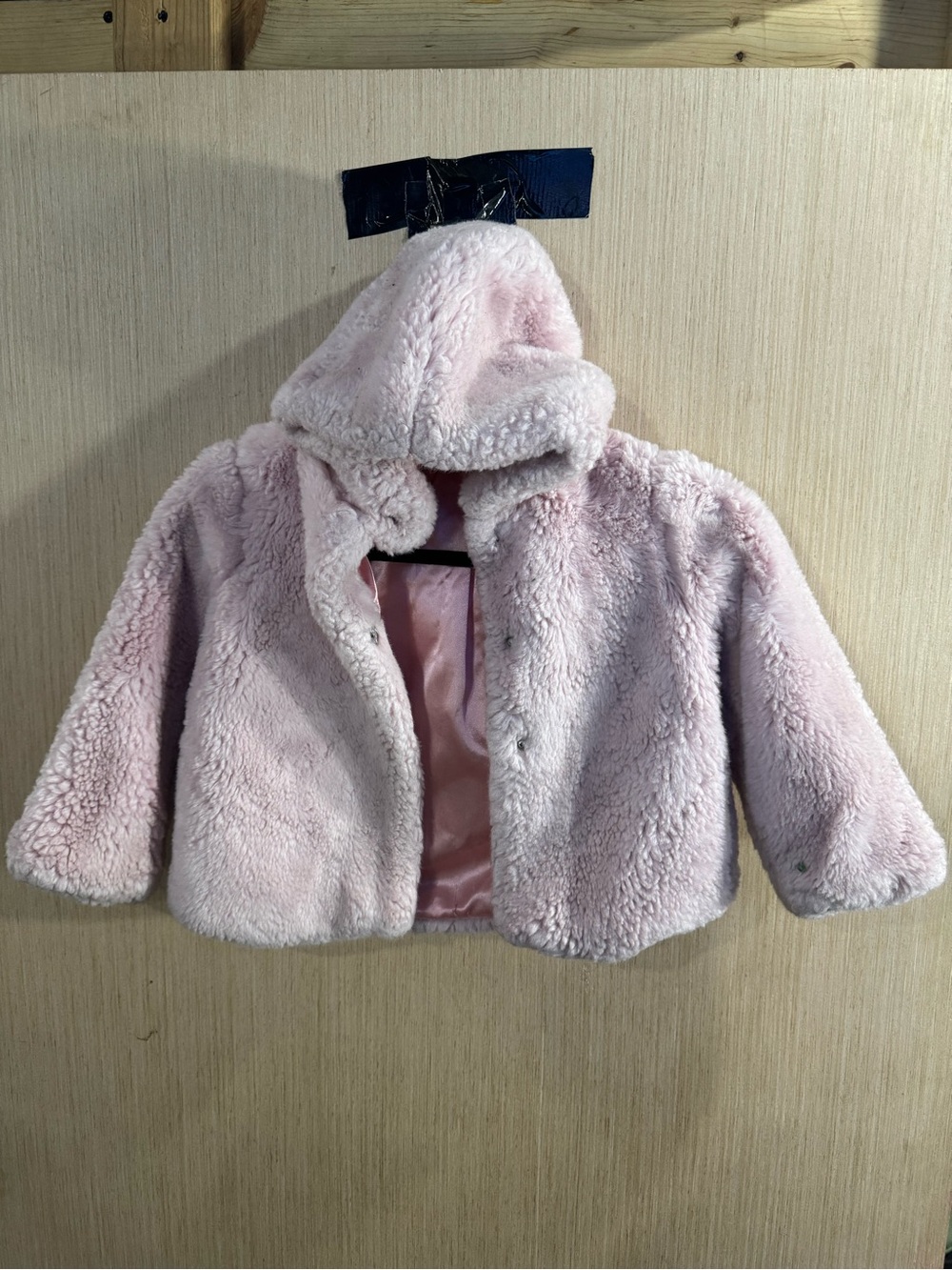 Hanna Andersson Faux Fur Plush Hooded Button Up Jacket - Light Pink Size 4T - Picture 1 of 5